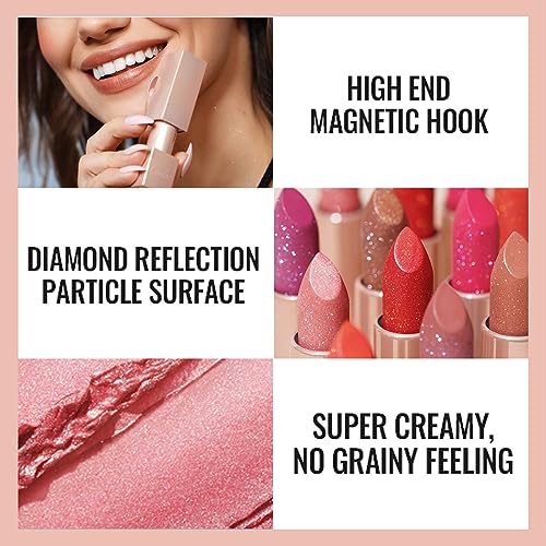 Oulac Shimmer Lipstick for Women, Infinity High Shine Finish, Hydrating Lip Color Infused with Damask Rose Oil for All-Day Comfort, Gluten-Free Vegan Beauty, D04 Brunt Rose