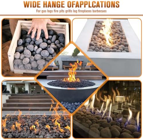 Black Lava Rocks for Fire Pit,2"-3" Natural Lava Stones, Black Lava Rocks for fire Pit and Fireplace(10 Pound)