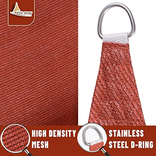 LOVE STORY 16' x 16' x 16' Triangle Sun Shade Sail Canopy Sunshade for Outdoor Patio Garden Backyard, Terra Red (We Make Custom Size)