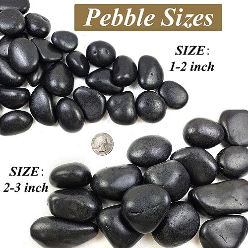 5 Pounds Black Natural Decorative River Pebbles – 2-3 Inch Black Polished Decorative Pebbles for Garden Landscaping, Home Décor, Outdoor Paving River Rocks, Rocks for Painting