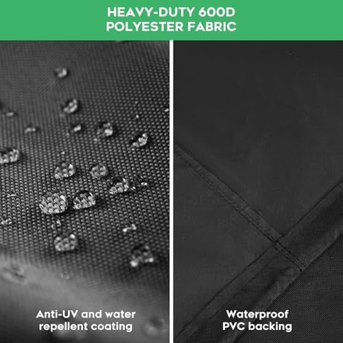 Heavy-Duty 600D Grill Cover fits for Char-Griller Smokin Champ 1624、Smoking Champ Offset Smoker 1733、Blazer 2130 and Classic 2175,Expansion Sleeves fit Around Side fire Box and Flue