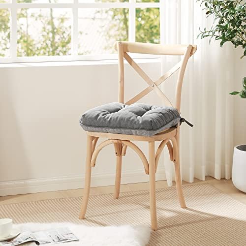 Love's cabin Memory Foam Chair Cushions Set of 4, Outdoor/Indoor Chair Pads for Dining Chairs 4 Pack, Seat Cushions for Kitchen, Dining Room, Office, Patio Chairs, 15.5"x15.5"x3.5" Grey