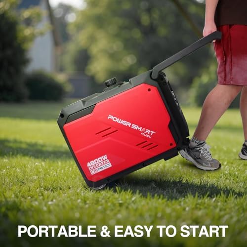 PowerSmart 4800-Watt Portable Inverter Generator with Wheels Handle Kit, CO Sensor, Quiet, 30 Amp for RV-Ready, HB5046C