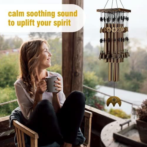 Wind Chimes for Outside, 30"Memorial Wind Chimes with 24 Copper Tubes and 16 Copper Bell for Garden,Patio,Window Wind Chime Hanging Decoration,Bronze Memorial Sympathy Wind Chime Gifts for Mom