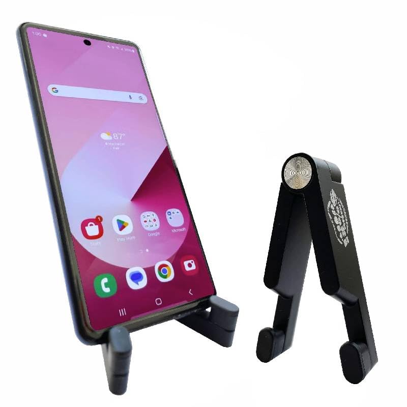 Foul Mouth Technology Folding Cell Phone Stand, Adjustable Foldable Desktop Phone Holder, Portable, Compatible with All Phones