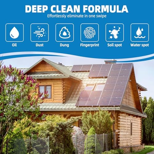 Solar Panel Cleaner 32oz (Makes 150 Gallons) - 20X Strength Super Concentrated Glass & Solar Panel Cleaning, Industrial Grade Streak-Free Fast Dry Remove Oils, Water Spots, Dust, Droppings