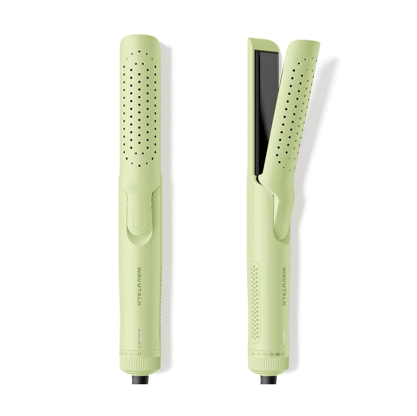 Wavytalk Airflow Styler Curling Iron, Cool Curl, 360° Cool Air Lock in Style for Lasting Curls, Reduces Damage, 2 in 1 Hair Straightener and Curler, 1 Inch, Anti-Scald for Short Long Hair, Green