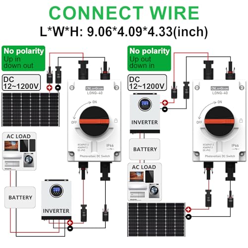 Solar Disconnect Switch 32 Amp DC1200V Isolator Switch with IP66 Waterproof Enclosure for Rooftop Solar Systems, RVs and Boats