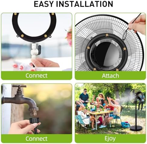 Fan Misters for Outside Patio, Fan Misting Kit with Water Walve, Water Misters for Fans for Cooling Outdoor, 19.6FT Misting Hose + 5 Extra Mist Nozzles