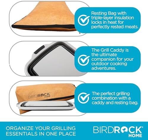 BIRDROCK HOME Collapsible Large BBQ Prep Tub & BBQ Resting Bag - Multi-Function Grill Caddy w/Colander & Lid, Portable Silicone Dish Bowl for Picnic, Tailgate, Camping