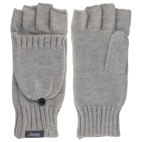 Jeep Adult's Men's and Women's 2-Piece Beanie and Convertible Gloves Set-Unisex One Size Fits Most, Gray