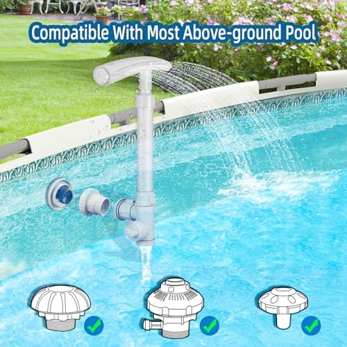 Pool Fountain for Above and In-Ground Pools, Dual Spray Pool Waterfall Fountain, 360°Adjustable Waterfall Pool Sprinkler Fountain for Cooling & Relaxation, Above and In-Ground Pool Accessories