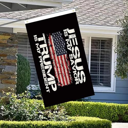 WENWELL Jesus is My Savior Trump is My President Flag 3x5 Ft Double Sided,Durable,Fade-Resistant,Indoor/Outdoor