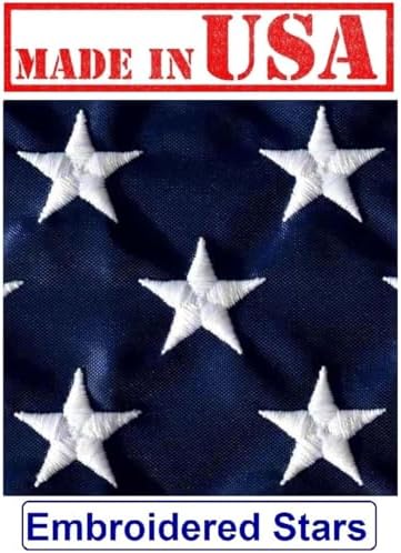 US Flag Factory - 2x3 FT US AMERICAN FLAG (Embroidered Stars & Sewn Stripes) Outdoor SolarMax Nylon Flag - Made in America - Premium Quality (2'x3')