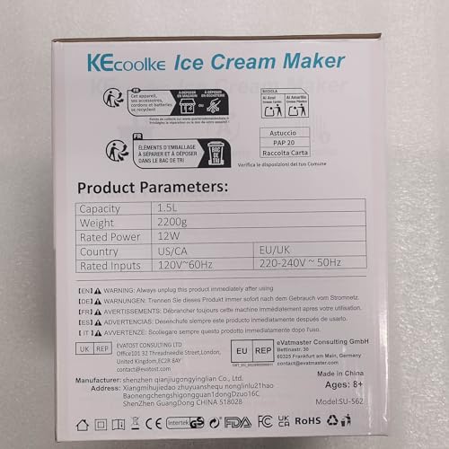 KECOOLKE Ice Cream Maker, Teacher Appreciation Gifts Electric Ice Cream Machine Soft Serve Homemade 1.5 Quart Frozen Yogurt, Sorbet, Gelato