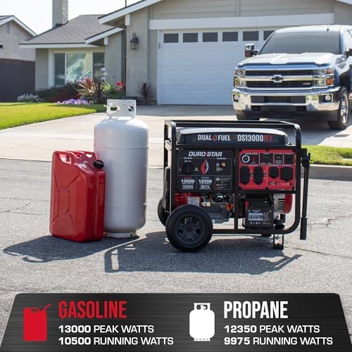 DS13000MX 13,000-Watt 500cc Dual Fuel Portable Generator - Gas and Propane, Remote Electric Start, Whole Home Power Backup, Transfer Switch Ready, RV & Emergency Ready