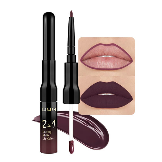evpct 1Pcs Dark Deep Red Matte Lip Liner and Liquid Lipstick Stain Makeup Set for women, Red Long Lasting Smudge Proof Lipstick labiales matte mate larga duracion listip 24 hours originales,17#