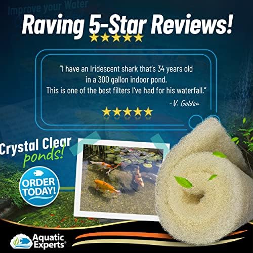 Aquatic Experts Cream COARSE Pond Filter Pad - 2 inch Thick - Bulk Roll Water Garden Filter Pond Media - Made in USA, (12" x 36")