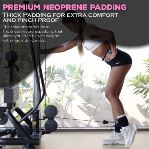 YAGHZU Ankle Straps for Cable Machines Women - Adjustable Gym Ankle Strap for Cable Machine, Neoprene Padded Cable Straps, Durable Leg Strap with Cable Cuff, Glute Kickback Ankle Strap with D Rings