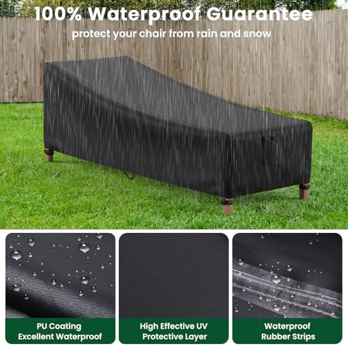 Mrrihand Chaise Lounge Cover, Patio Furniture Covers, Patio Lounge Chair Cover Waterproof and UV Resistant, Heavy Duty Outdoor furniture covers with Air Vent 2 Pack - 84L x 32W x 32H inch