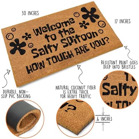 MAINEVENT Welcome to The Salty Spittoon Door Mat 30x17 Inch, Salty Spittoon Doormat, Welcome Mat, Funny Nerd Gift Geek Decor Funny Nerdy Decor