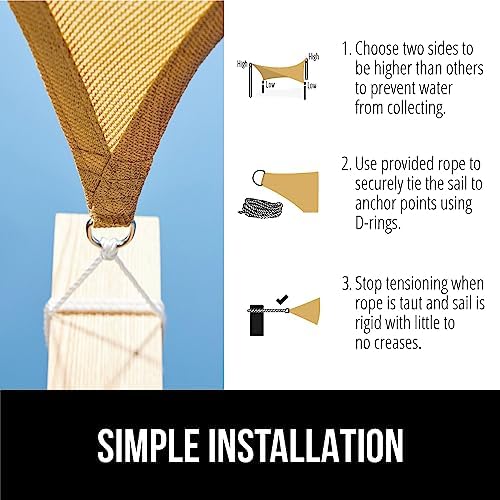 GORILLA GRIP Heavy Duty Sun Shade, UV Protection Fade Tear and Rust Resistant Rectangle Sunshade Canopy, Curved Edges Blocks Sunlight, Breathable Sail, Outdoor Patio, Lawn Garden 12x12 FT Sand