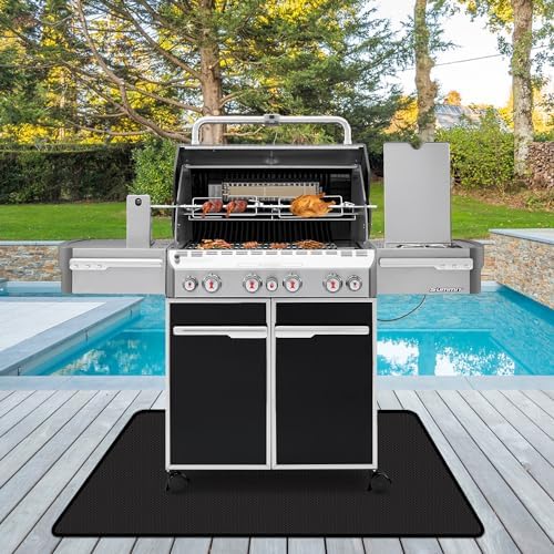 60 x 40 inch Under Grill Mats for Outdoor Grill, Oil and Waterproof, Double-Sided Fireproof Fire Pit Fireplace Outdoor BBQ Mat for Protecting Deck and Lawn