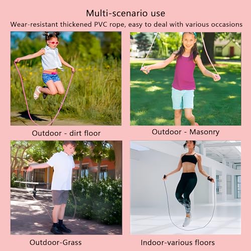 Kids Jump Rope, 3-Pack Set, Jump Rope for Kids 8-12, Beginners, and Adults - Lightweight, Tangle-Free, Adjustable PVC Rope - Jump Rope Kids, Jump Rope for Women (3 pcs)