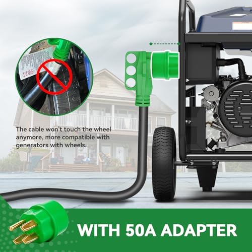 50 Amp Generator Cord 25FT and Power Inlet Box Combo Kit - Pre-Drilled, Waterproof, NEMA 14-50P to SS2-50R, ETL Listed