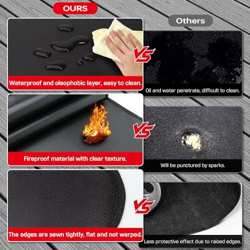 60 x 40 inch Under Grill Mats for Outdoor Grill, Double-Sided Fireproof, Oil and Waterproof Protective Mat for Grass and Deck, Outerdoor BBQ Fire Pit Fireplace Mat