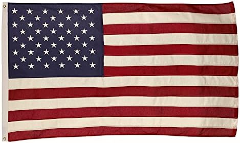Valley Forge, American Flag, Cotton, 3' x 5', 100% Made in USA, Sewn Stripes, Embroirdered Stars, Heavy-Duty Brass Grommets