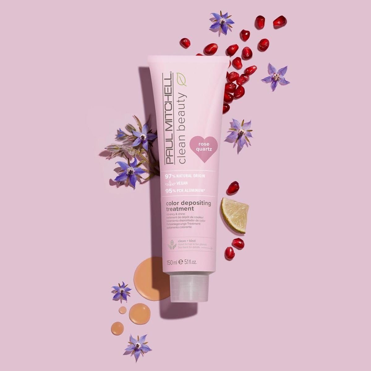 Paul Mitchell Clean Beauty Color-Depositing Treatment, For Refreshing + Protecting Color-Treated Hair 5.1 oz, Rose Quartz