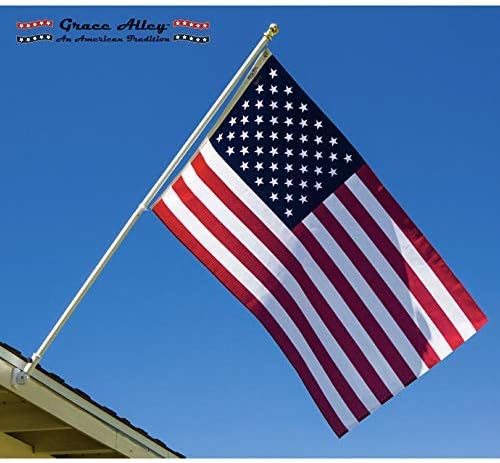 Grace Alley American Flag 3x5, Made in the USA, Heavy Duty Outdoor UV Fade Resistant, Waterproof, Vibrant Color, Long Lasting Polyester Cotton Blend with Brass Grommets