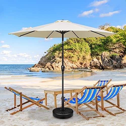 YSSOA 20" 50lbs Capacity Fillable Umbrella Round Base Heavy Duty Market Stand for Outdoor Lawn, Patio, Deck, Poolside, Black