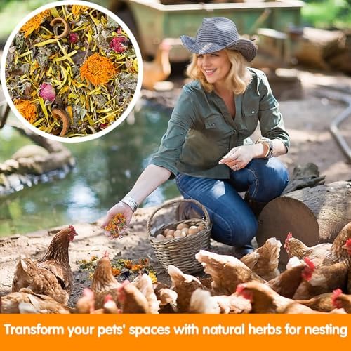 23 Oz Chicken Nesting Herbs Flowers 1.44lb Natural Nesting Box Herbs in 8 Dried Flowers & Herbs,for Freshening Coop Chicken Dust Bath Increase Egg Production Great Gift