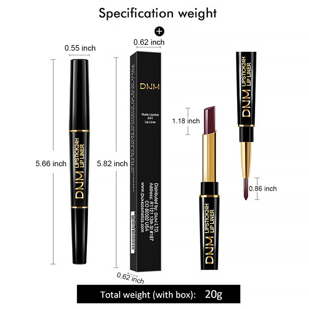 HHLTOH 2-in-1 Antique Rose Lip Liner & Lipstick Set Kit for Women, DNM Matte Lips Kit with Lip Liner Lip Stains Long Lasting Waterproof 24 Hour Lipstick and Lip Liners Combo Lipliners Pencil Set 04