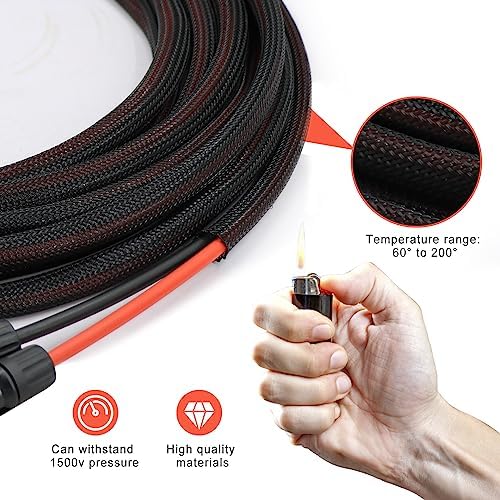 Twin Wire 30FT Solar Extension Cable - 10AWG (6mm²) Solar Panel Connector, with 6 Pairs-IP67-Male/Female Solar connectors for Outdoor Automotive RV Boat Marine Solar Panel- Black & Red