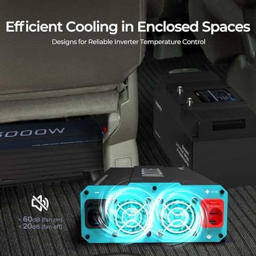 Renogy Inverter P2 3000W Pure Sine Wave Inverter 12V DC to 120V AC Converter for Home, RV, Truck, Camping, Trailer, with Wired Remote Controller, Support Li, AGM, SLD, GEL, FLD Batteries