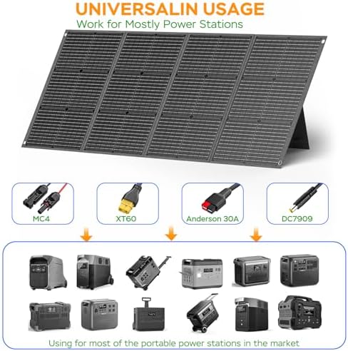 MARBERO 200W Portable Solar Panel for Power Station & DC Devices 200 Watt Foldable Solar Charger >23% High Efficiency IP68 Waterproof Compatible with Solar Generator for Camping RV Outdoor Cloudy
