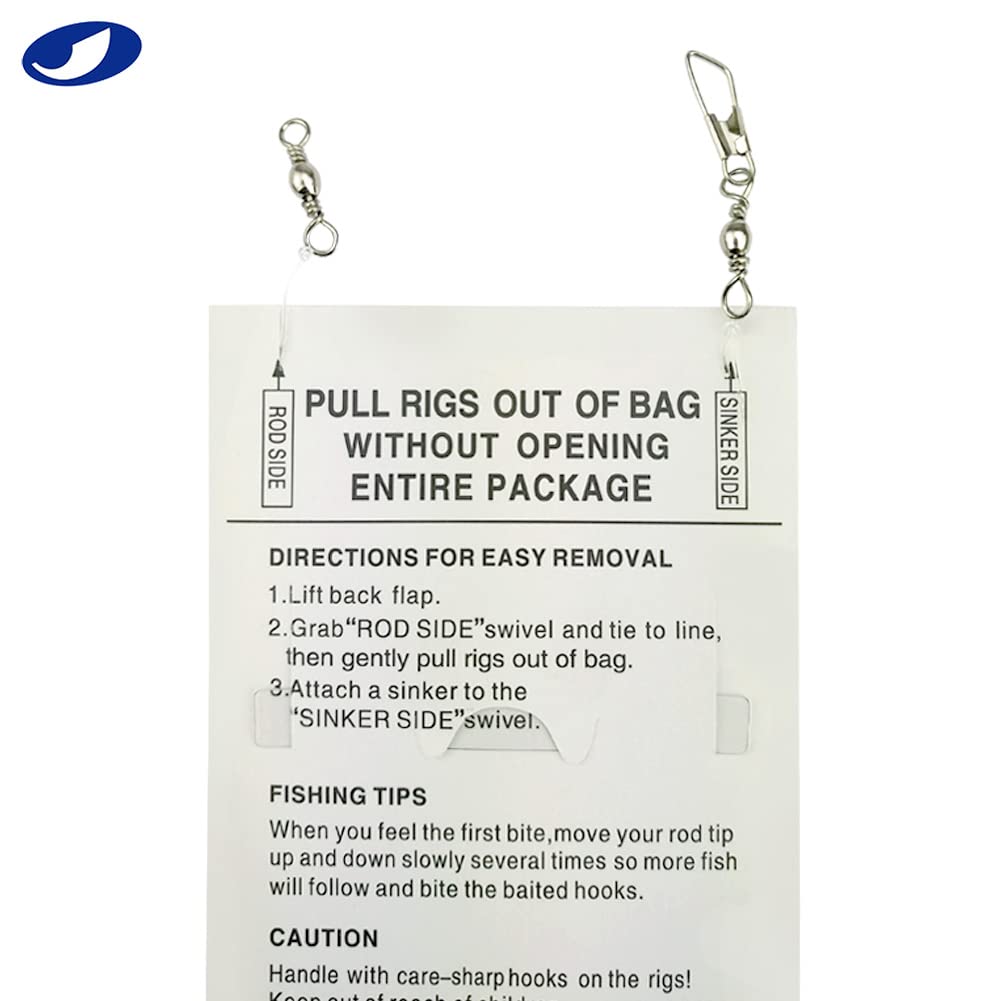 10 Packs Fishing Rigs 6 Hook/Set Rainbow Skin Silk String Hook Fishing Lure Saltwater Freshwater Bait Rig Tackle 5#6#7#8#9#10# (7#-10 Packs)