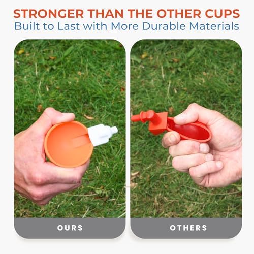 (8 Pack) Lil Clucker Large Automatic Chicken Waterer Cups | Chicken Water Feeder Suitable for Chicks, Duck, Goose, Turkey and Bunny | Poultry Water Feeder Kit (Orange)…