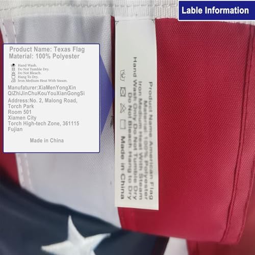 Homissor State of Texas 3x5 Feet Flag - Embroidered Sewn Heavy Duty 210D Oxford Nylon Flags Vivid Color - Brass Grommets and 4 Stitch Hemming