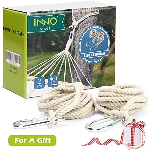 INNO STAGE 2 Tree Swing Hanging Straps Hammock Rope 13 FT Each with Heavy Duty Carabiner Hooks Kit for Camping or Tire Playground Accessories - Safer Extension Conversion/Easy Setup Indoor Outdoor