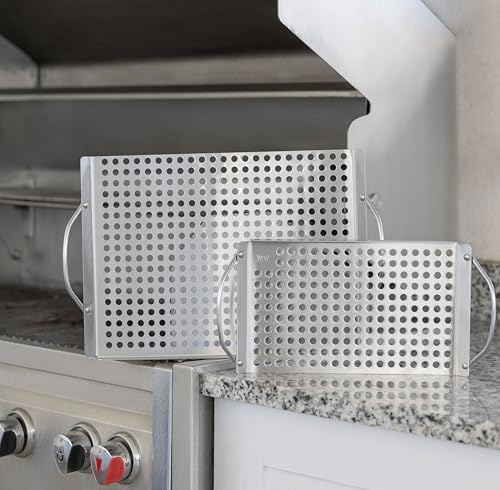 Outset 76630 Stainless Steel Grill Topper Grid, Set of 2, 11"x7" and 11"x17"