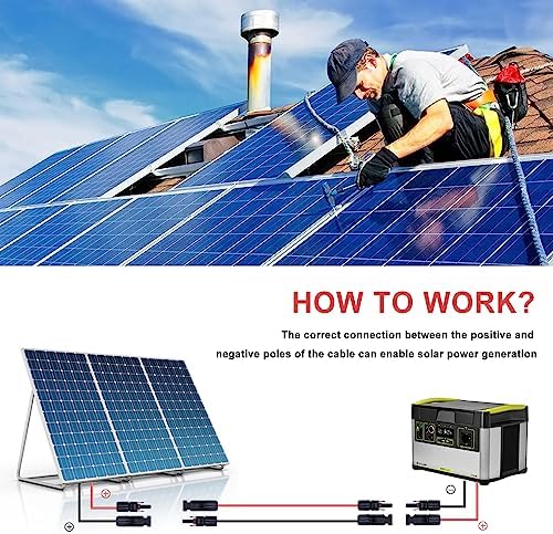 Twin Wire 30FT Solar Extension Cable - 10AWG (6mm²) Solar Panel Connector, with 6 Pairs-IP67-Male/Female Solar connectors for Outdoor Automotive RV Boat Marine Solar Panel- Black & Red
