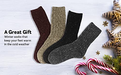 Eedor Womens 5 Pairs Winter Knitting Warm Wool Crew Socks,5 Pack_5 Colors,US women's shoe 6.5-9 (9.1"-9.8")