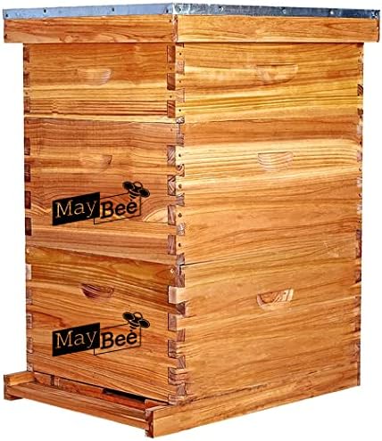 10-Frame Langstroth Beehive Dipped in 100% Beeswax, Complete Bee Hives and Supplies Starter Kit Includes 2 Deep Hive Bee Boxes and 1 Bee Hive Super with Beehive Frames and Foundations