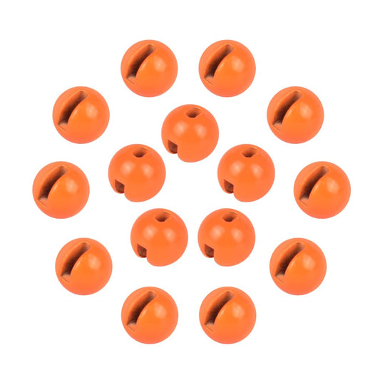 MUUNN 50pcs Tungsten Slotted Beads for Fly Tying,12 Colors/13 Sizes Tungsten Beads Heads Slotted Fly Tying Materials(Fluo Orange,2.5mm