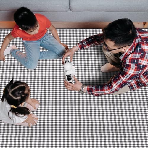 Picnic Blanket Waterproof Beach Rug 80''x80'' Picnic Mat Washable Lightweight with Handle Navy Blue Checkered for Hiking Travelling Outdoor Camping,Parks