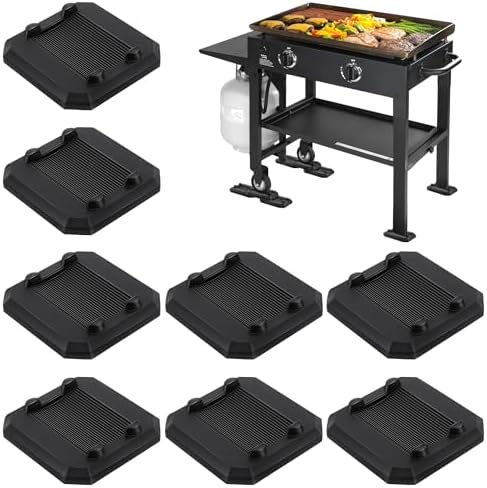 8 Pcs Griddle Leveling Shims Kit Compatible with Blackstone Griddle, Rubber Grill Levelers Outdoor for Most Grills, Keep Flat Top Grill in Level (Black)
